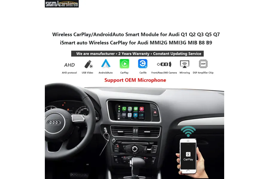 Audi Q1 Q2 Q3 Q5 Q7 MMI2G MMI3G MIB B8 B9 Wireless CarPlay Android Auto Module