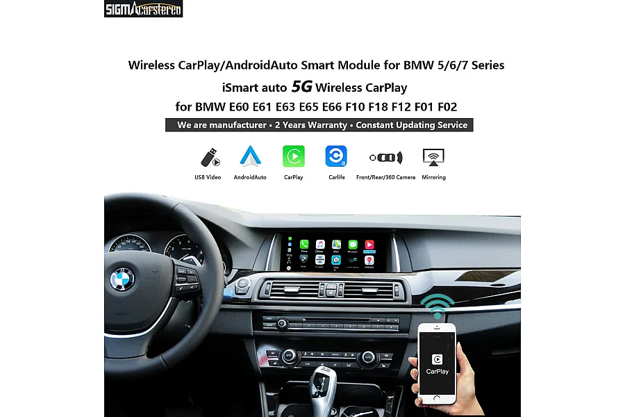 BMW 5 6 7 series E60 E61 E63 E65 E66 F10 F18 F12 F01 F02 MMI Wireless CarPlay AndroidAuto Smart Module   