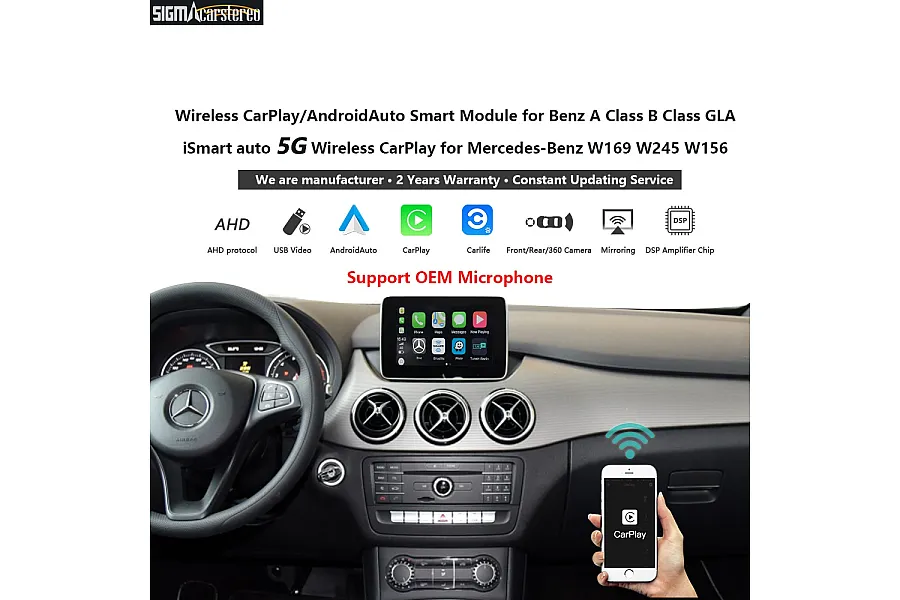 Mercedes Benz A Class B Class GLA Wireless CarPlay Android Auto Smart Module Carstereo Carplay dab 