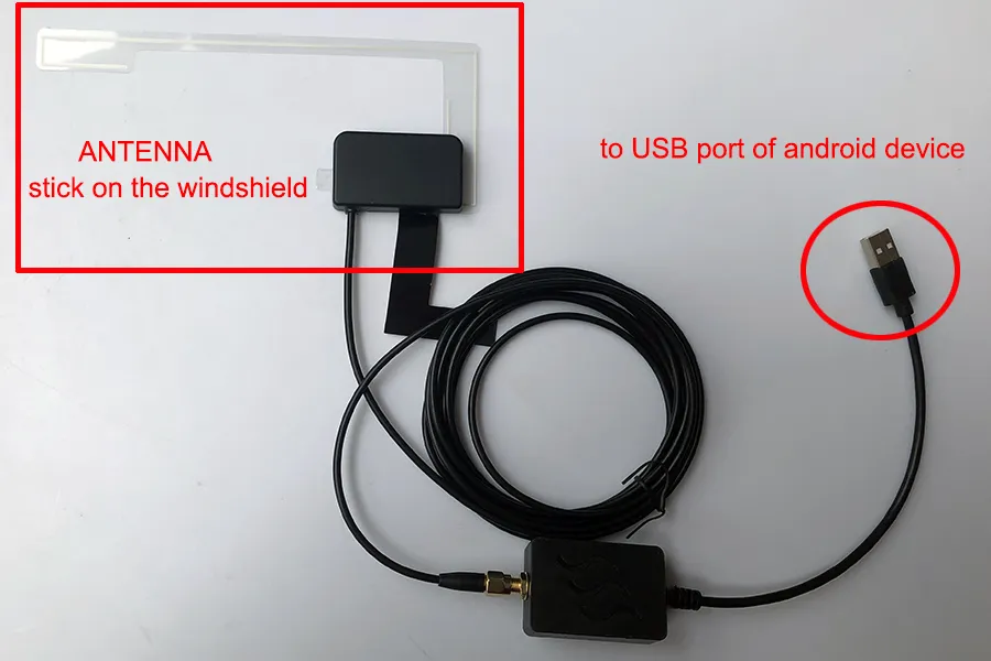 DAB+ Radio USB dongle receiver and antenna for Android stereo