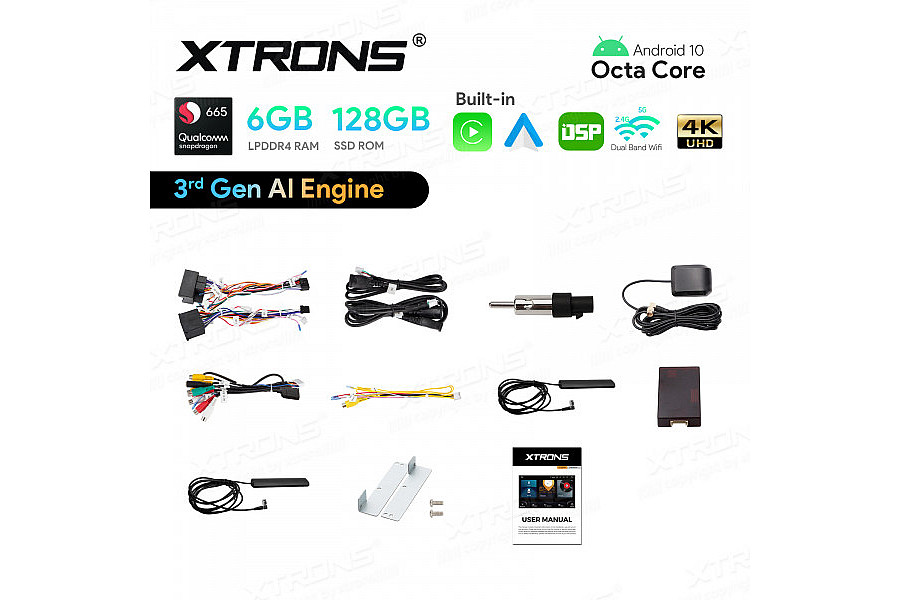 7" Snapdragon 665 AI Solution Octa Core 6GB + 128GB Android Stereo Navigation (4G LTE*) Universal Custom Fit for BMW/Rover/MG