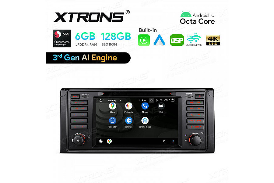 7" Snapdragon 665 AI Solution Octa Core 6GB + 128GB Android Stereo Navigation (4G LTE*) Universal Custom Fit for BMW/Rover/MG