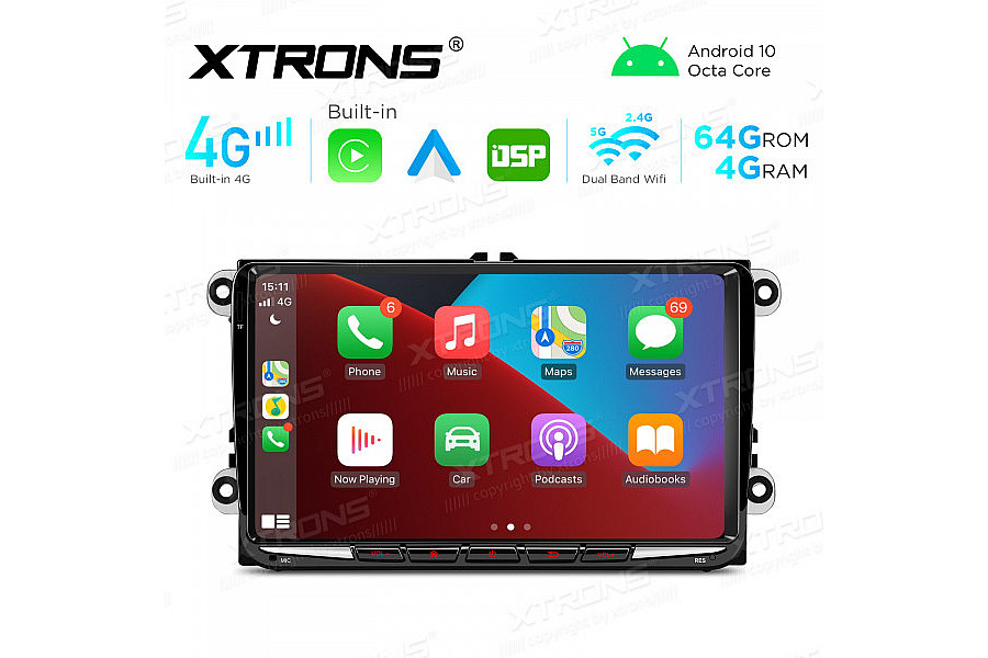 Integrated 4G: 9 inch Octa-Core Android Multimedia Navigation System CarAutoPlay & DSP For VW, Skoda and SEAT