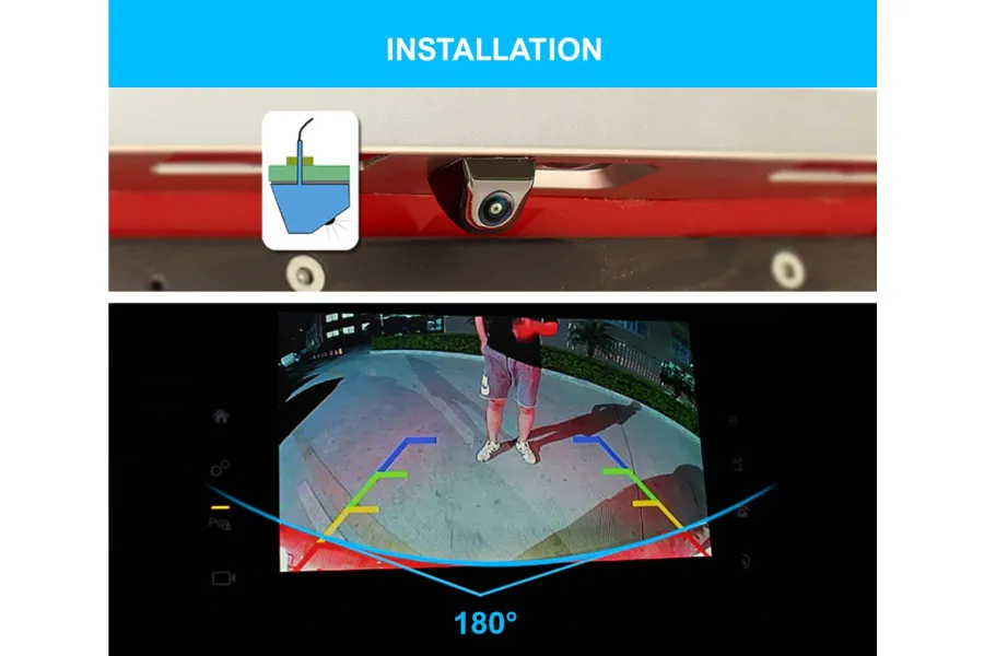 Universal reversing camera drill hole